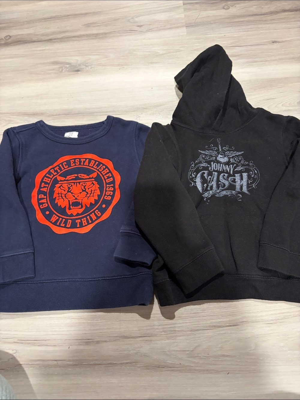 Kids Navy Sweatshirt with Orange Graphic & Black Hoodie Duo